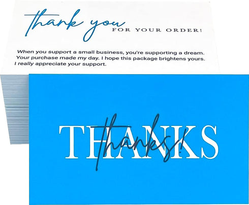 RXBC2011 Package Pack 100 Thank you for your order Cards Your order made my day Insert for online business of Blue