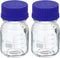 PATIKIL 2 Pcs 100mL Round Graduated Glass Reagent Media Bottle with Blue Screw Cap for Lab, Clear