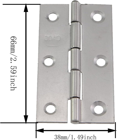 MDXing 12PCS 66x38x1.2mm Stainless Steel Butt Hinge Silver Door Hinges Window Hinge Indoor and Outdoor Hinge Suitable