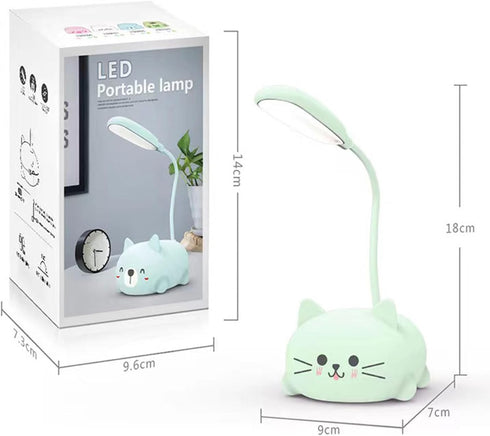 Mini Cat Night Light, LED Desk Lamp for Kids, Cute Foldable USB Rechargeable Reading Light for Bedroom Study (Pink)