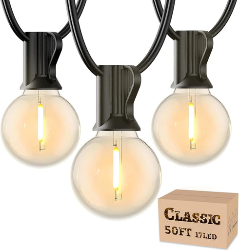 RTTY Outdoor String Lights 50 FT, Patio Light for Outside, Waterproof G40