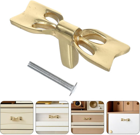2sets Uonlytech Retro Brass Bow Drawer Pulls for Cabinets and Dressers Unique Bowknot Design Handles for Wardrobe