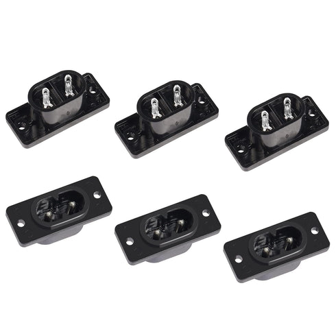PNGKNYOCN IEC320 C8 2-Pin Male Plug Power Socket Connector, AC 250V 2.5A Screw Mount Adapter (6-Pack)