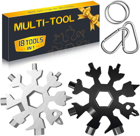 Stocking Stuffers for Men - Multi Tool 2 Pack, 18 in 1 Snowflake Hand Tools, Portable for Outdoors
