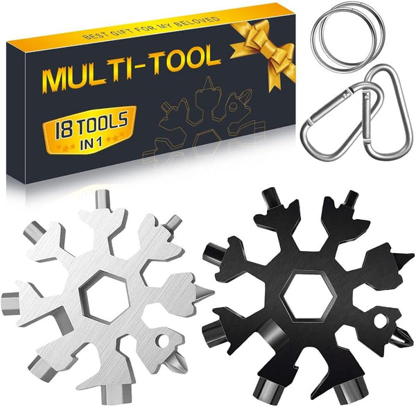 Stocking Stuffers for Men - Multi Tool 2 Pack, 18 in 1 Snowflake Hand Tools, Portable for Outdoors