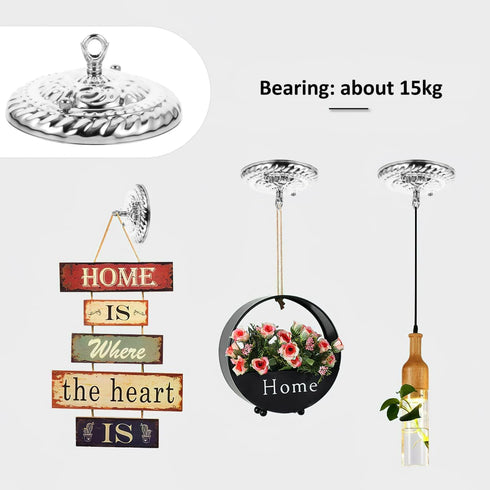 5.9 Inch Chandelier Mounting Kit, Heavy Duty Iron Ceiling Canopy Plate with Closed Hook Redesigned Bow Bracket, Vintage
