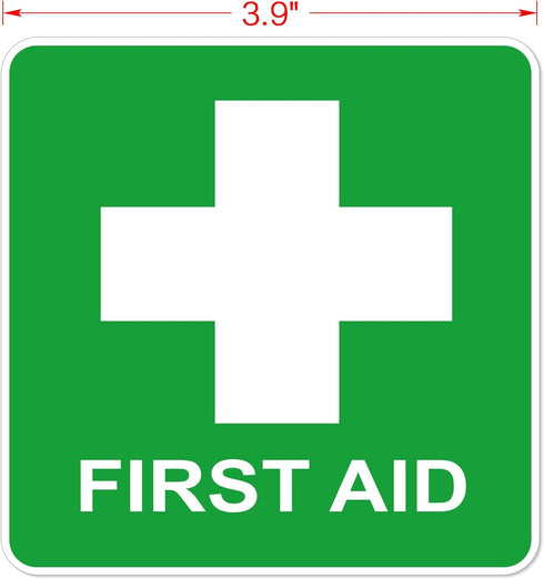 dealzEpic First Aid Decal Sign - Self Adhesive Waterproof Vinyl Sticker (3.94x3.94 inches, Pack of 4)