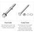 Hex Head Screws Bolts, Nuts, Flat & Lock Washers Kits (M8-1.25x80mm), Stainless Steel Fully Threaded Set