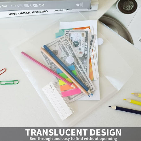 Plastic Envelope, Clear Poly Envelope with Pocket, 36 Pack, A5 Size Document Pouch Organizer with Closure
