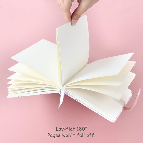 Cute Cartoon Notebook, Kawaii Journal, Japanese Sketchbook, Leather Cover Diary, Light Pink Travel Notebook