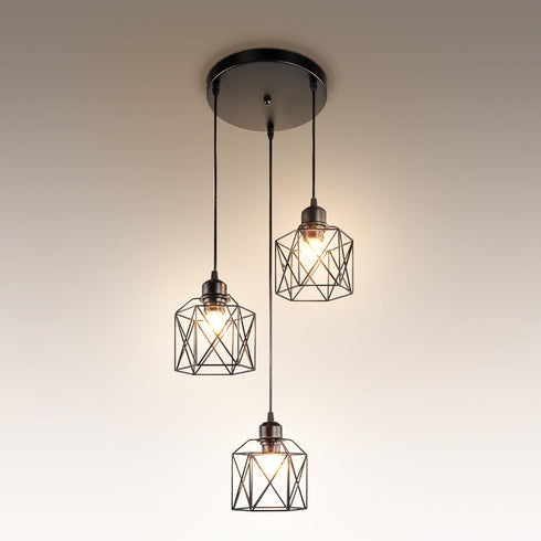 ASD Black Pendant Light Fixture - 3xE26 120V ETL Modern Pendant Lights