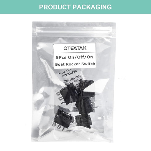 QTEATAK 5Pcs On/Off/On Boat Toggle Rocker Switch, 3 Pin 3 Position, 12V 110V 250V