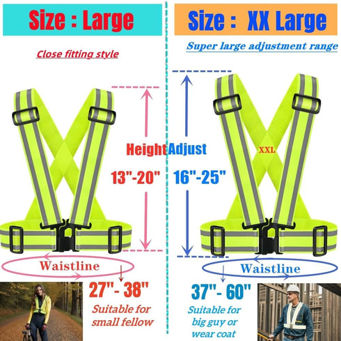 2Pack High Visibility Reflective Safety Vest | Lightweight,Adjustable & Elastic | Hi Vis Running Gear for Walking,Cycling,Construction Workers,Men,Women