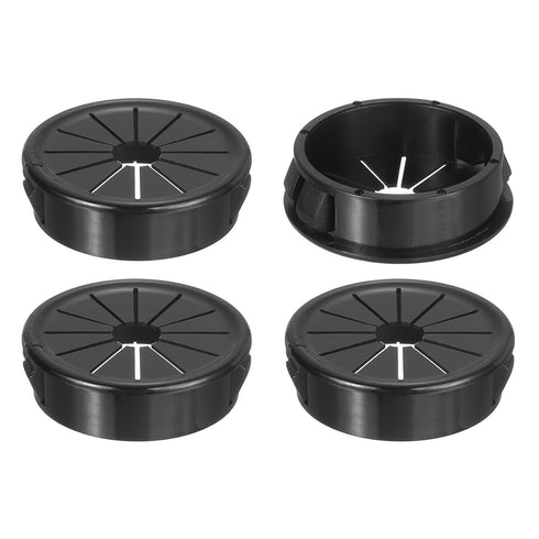 uxcell 4Pcs Desk Grommet Black, Snap Bushing Grommet with Shutter for Holes