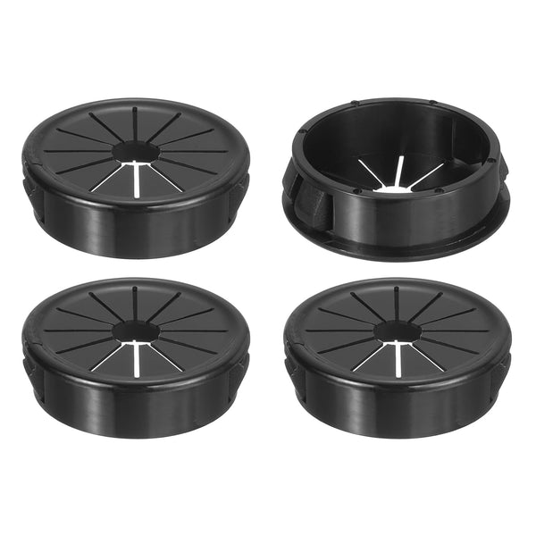 uxcell 4Pcs Desk Grommet Black, Snap Bushing Grommet with Shutter for Holes