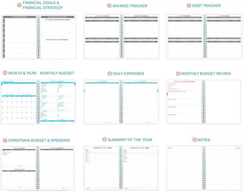 8" 9.5" Budget Planner & Monthly Bill Organizer with Pockets. Expense Tracker Notebook, Budgeting Journal and Financial