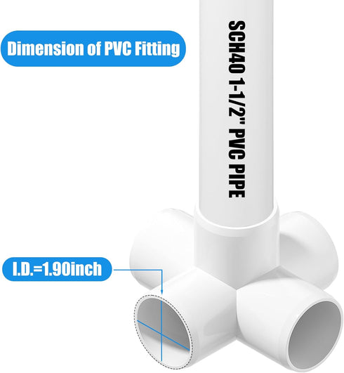 4PCS 1-1/2Inch Elbow 5-Way PVC Fittings, Heavy Duty PVC Pipe Fitting, Furniture Grade Pipe Fitting Connector Corner