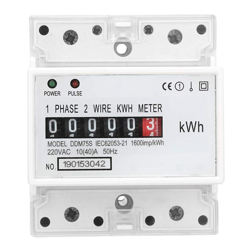4P LED Single Phase Two Wire Energy Meter, Din Rail Voltmeter Ammeter Kwh Multimeter for Electricity Power
