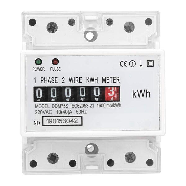 Electric Meter, KWh Meter, Single Phase 4P LED DIN-rail Power Consumption Wattmeter Energy Meter, 10-40A