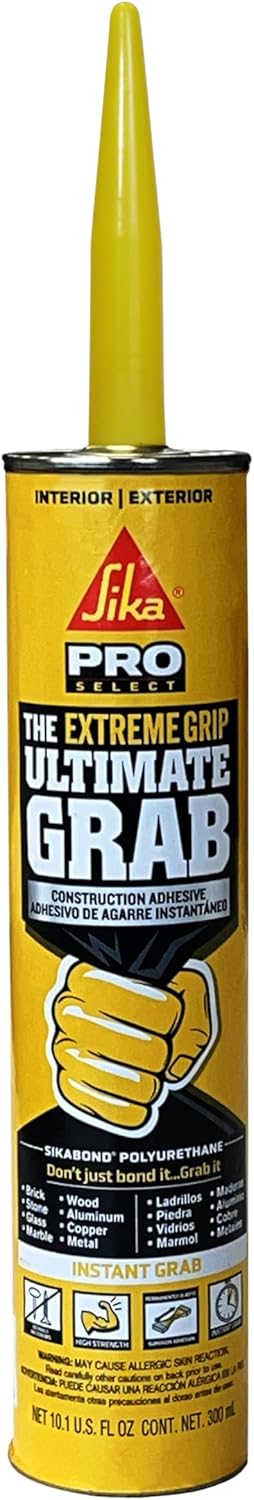 SIKA SikaBond Ultimate Grab, Gray, 10.1 fl.oz, Instant Grab Polyurethane Adhesive