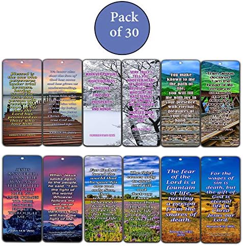 NewEights Life Bible Verses Bookmarks NIV (30 Pack) - Daily Motivational Reminder About God’s Grace