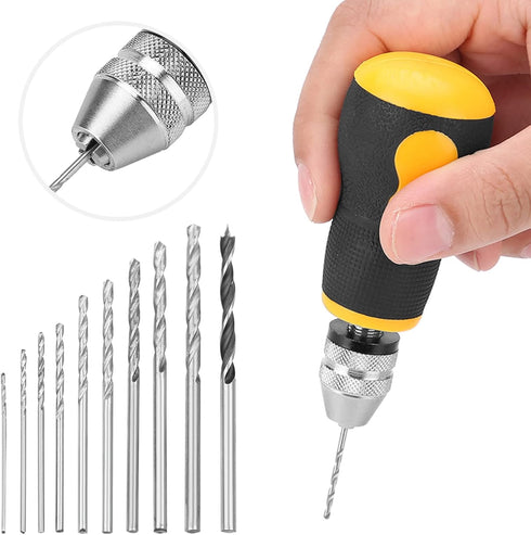 Mini Hand Drill Set, Small Hand Drill with 10Pcs Bits, Portable Micro Drill Tool for Art Craft Collection