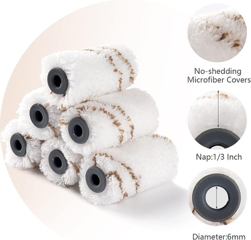 Mister Rui Paint Roller Kit, 9 Pack, 2 Inch Microfiber Paint Roller Covers, Mini Rollers for Painting