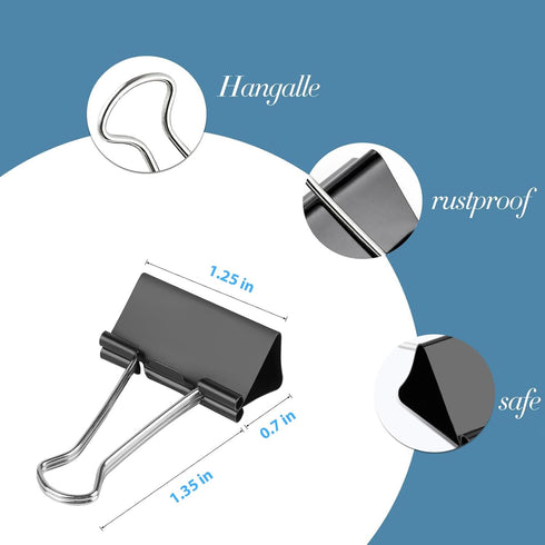 Medium Binder Clips 1.25 Inch Length for Office (40 Pcs) by Ufmarine