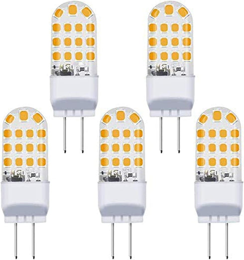 Lxcom Lighting 4W G6.35 LED Light Bulbs (5 Pack) - 110V Warm White 3000K for Desk Lamp Accent Chandelier
