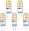 Lxcom Lighting 4W G6.35 LED Light Bulbs (5 Pack) - 110V Warm White 3000K for Desk Lamp Accent Chandelier