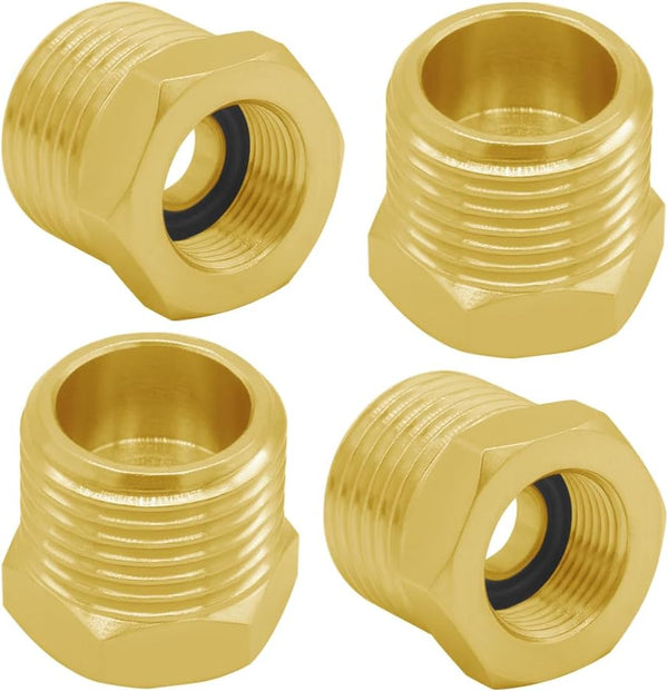 Joywayus 4PCS Brass Reducer Faucet Connector, 1/2 G Male to 3/8 Compression Female Thread Bushing Pipe Fitting