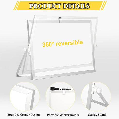 Dry Erase Magnetic White Board, 8" x 12" Double-Sided Desktop Whiteboard with Stand, Portable Small Whiteboard Set for Drawing, Office, Home, School by AMUSIGHT