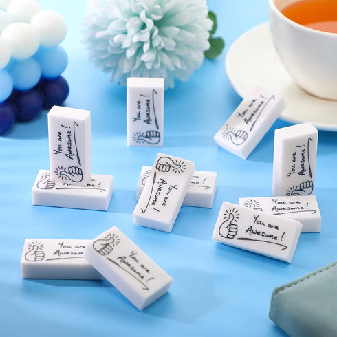 Fuutreo Pencil Erasers, Inspirational "You are Awesome" Bulk Erasers for Kids, Students, and Classroom Prizes (100 Pcs)