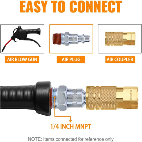 SUNGATOR 1/4-Inch NPT Male Industrial Air Plug, 1/4'' Quick Connect Air Fitting, 25-Pack Pneumatic Hose Repair Kit