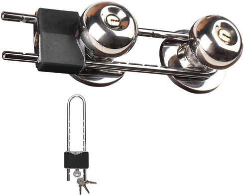 ROZEKEAN French Door Lock, Door Security Bar, Double Door Locking Device, Keyed Extra Door Lock for Doors with Double