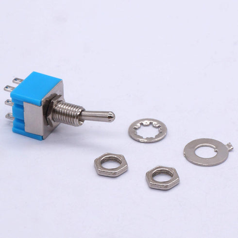 Taiss 10pcs DPDT Mini Toggle Switch - 6-Pin 3 Position ON/Off/ON, 6A 125V MTS-203