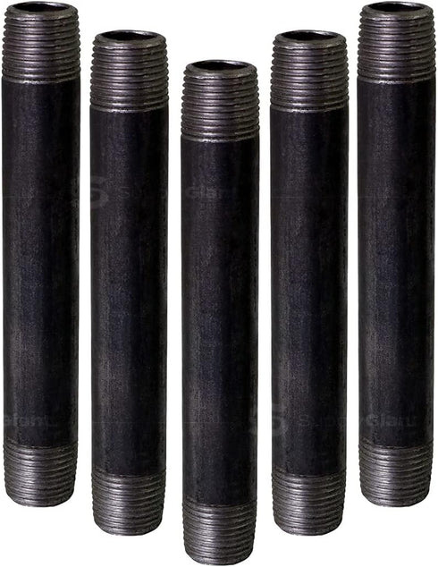 Everflow Supplies NPBL3870-5 Black Nipple Pipe, 1/8" x 7"