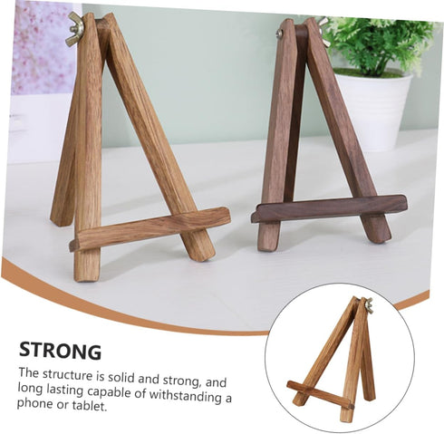 Lurrose Wooden Tripod Display Stand, 1pc Tabletop Phone Holder, Wooden Plate Easel, Mobile Phone Rack