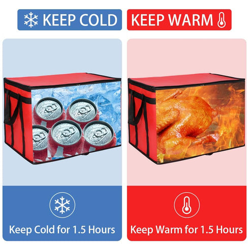 3-Pack CIVJET Insulated Food Delivery Bag with Hard Bottom, XXX-Large Insulated Reusable Grocery Cooler/Hot Bags, Tote