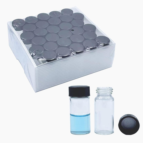 30Pcs 20mL Clear Glass Sample Vials, 5 dram Borosilicate Glass with Screwcap, PE Liner for Lab Liquid Sampling