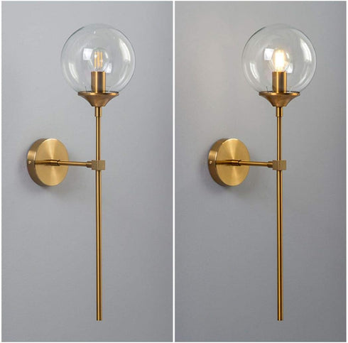 KCO Lighting Replacement Glass Globe Shade,Modern Clear Lampshade Glass Accessories for Pendant Wall Sconces (Clear)