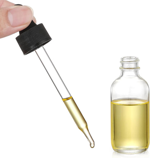 AOZITA Set of 4 Clear Eye Dropper Bottles 1 oz with Stainless Steel Funnels & Labels