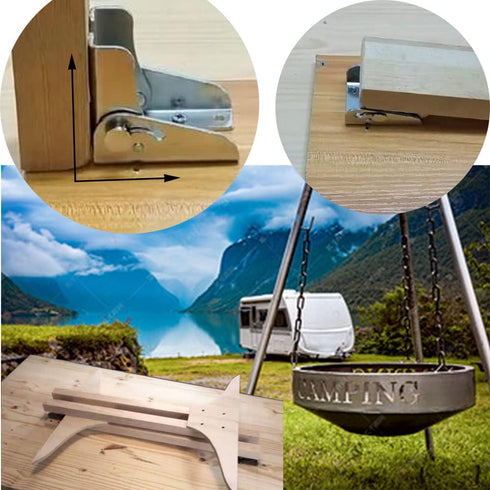 90 Self-Locking Hinge Leg Accessories, Brackets for Folding Table Legs, 2 Pcs