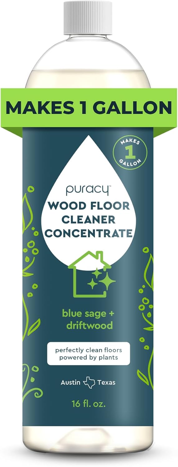 Puracy Wood Floor Cleaner Concentrate - pH Neutral Plant-Powered Hardwood All Purpose