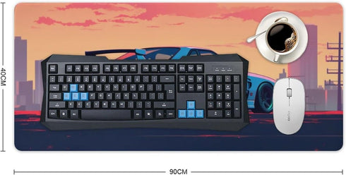 JDM Car Desk Mats, Large Mouse Pads with Japanese Anime Design, Gaming Cool R34 Mousepad for Desktop Keyboard Mat 35.4
