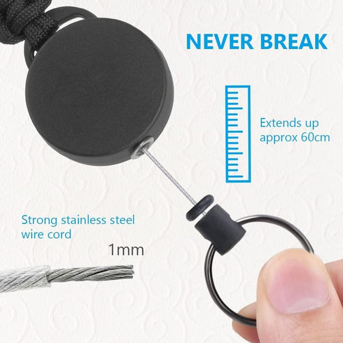 Heavy Duty Retractable Keychain, 2 Pack Badge Holder Reel with Steel Cable and Carabiner Clip, ID Badge Clip Reel