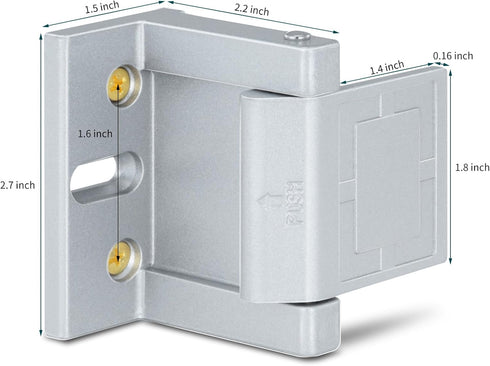 JIADAXIN 2 Pack Door Latches for Top of Door, Silver Door Reinforcement Lock for Home and Hotel, Security