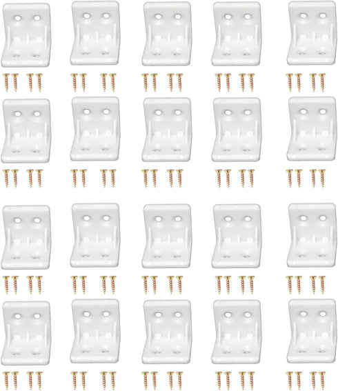 AYLIFU White Plastic Right-Angle L-Shaped Brackets Shelf Support Frames 1 1-inch Corner Braces