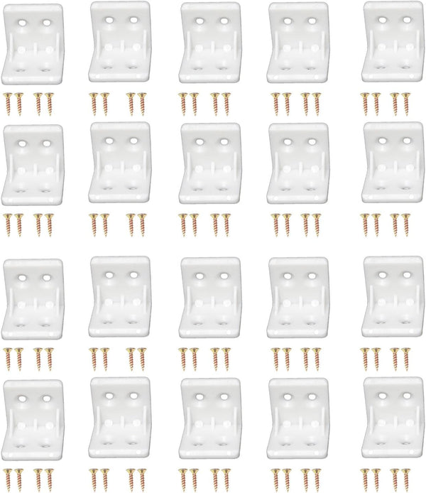 AYLIFU White Plastic Right-Angle L-Shaped Brackets Shelf Support Frames 1 1-inch Corner Braces