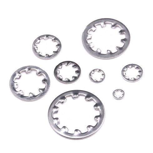 Hilitchi 300-Pcs 304 Stainless Steel Internal Tooth Star Lock Washers Assortment Set - 8 Sizes Included: M2 M3 M4 M5 M6